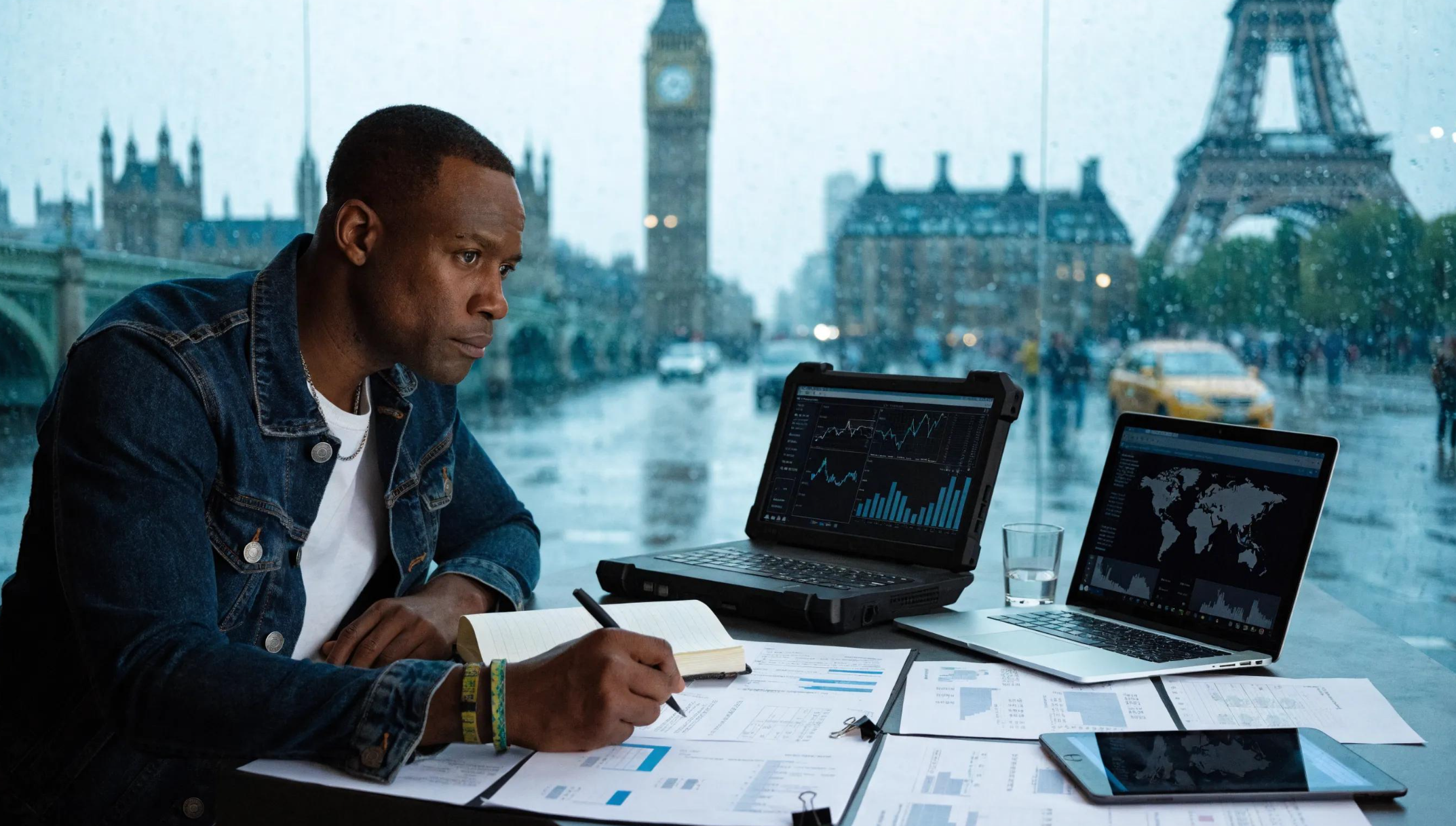Global investigator analyzing data to trace hidden assets in an international context