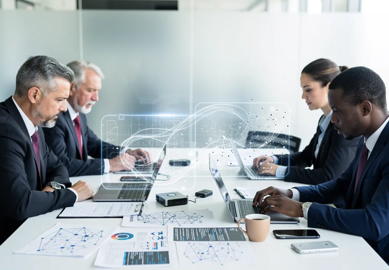 Corporate investigator analyzing digital evidence with AI forensics tools