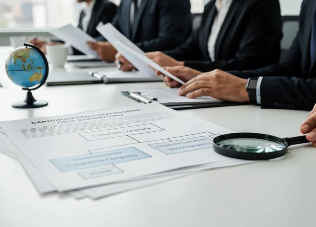 Offshore shell company documents and corporate ownership chart