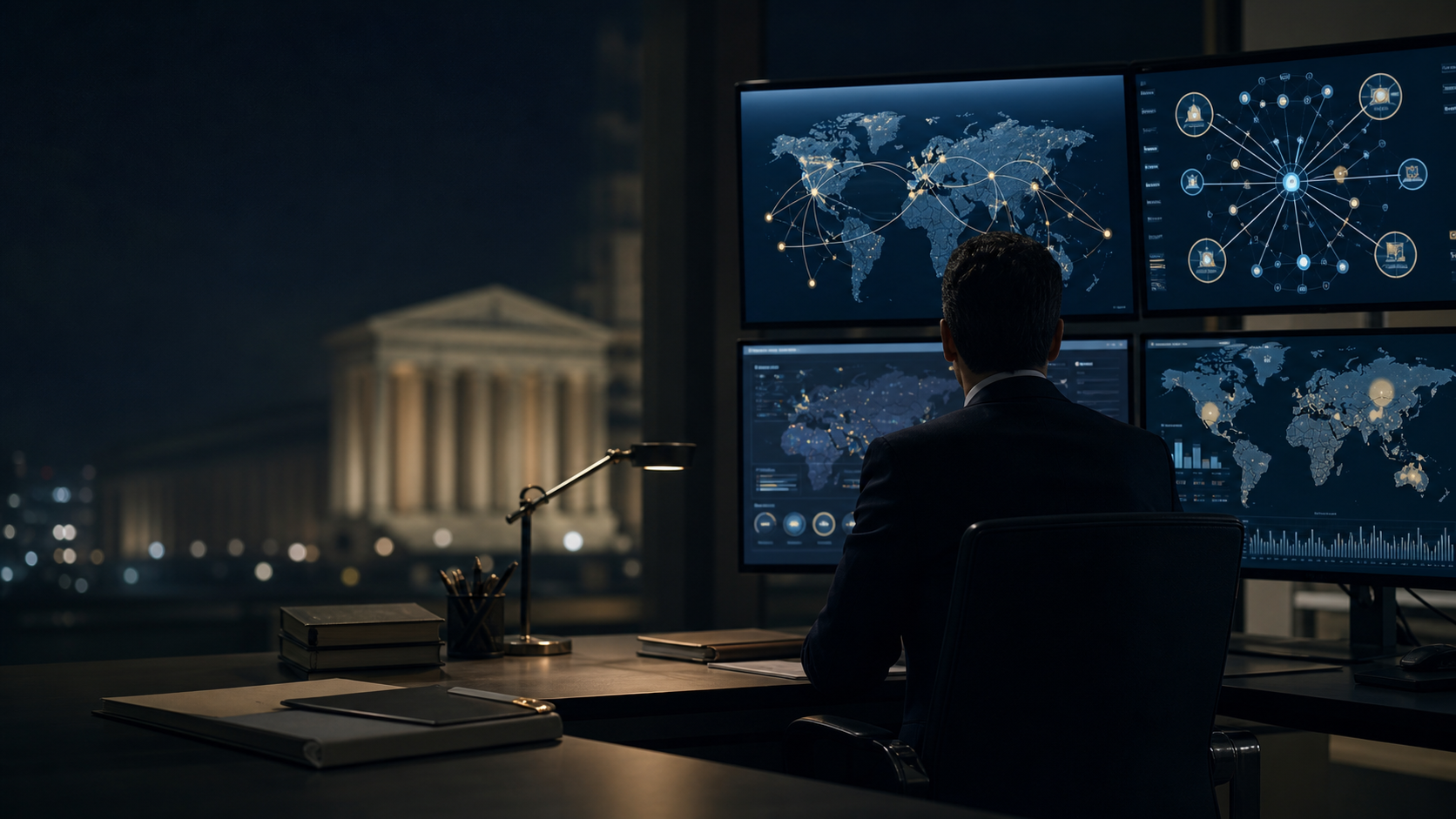 ef1d53d3-09b0-42f5-9e58-2094e09a6114 Investigator analyzing global financial networks and ownership data for international asset tracing and cross-border judgment enforcement