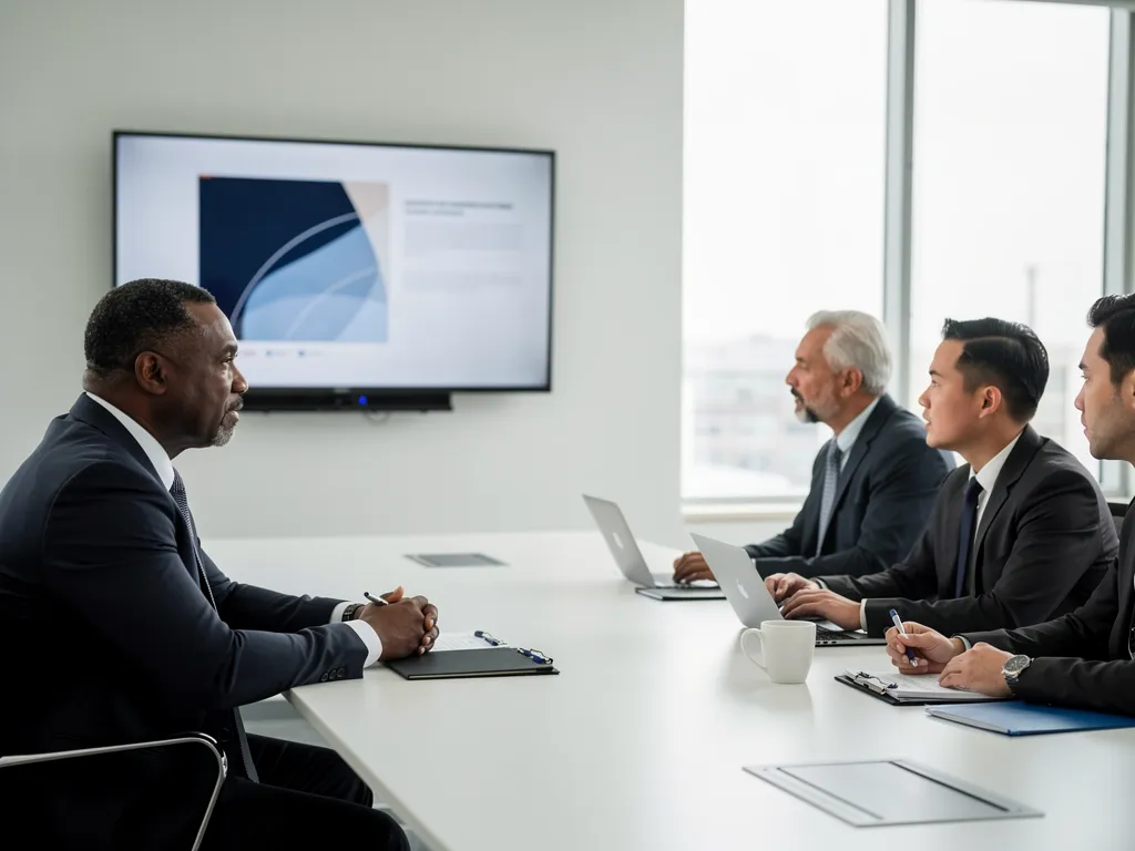 veteran federal investigator briefing a corporate legal team on case findings