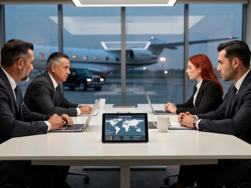 Global executive protection team coordinating discreet travel security for a principal